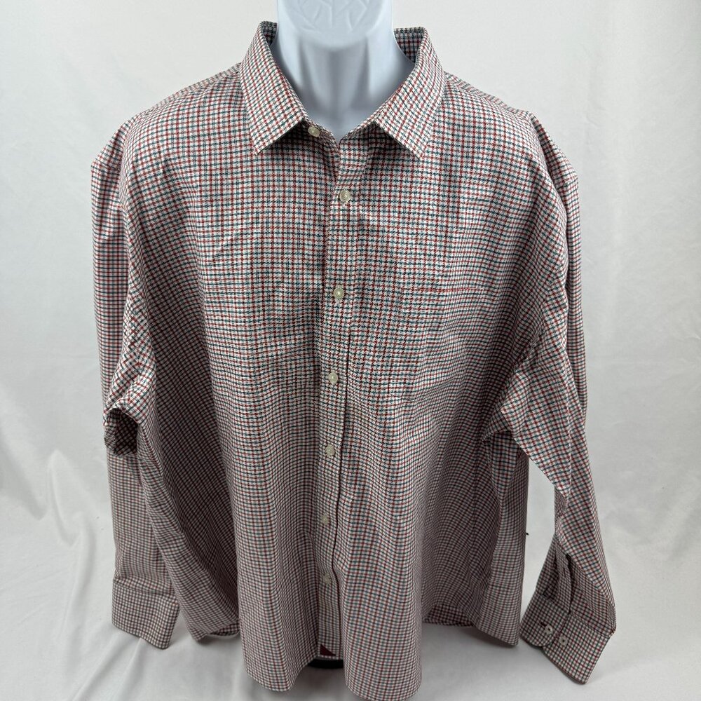 Untuckit Dress Shirt Men's 3XL Heather Red Wrinkle Free Cotton Casual Button Up